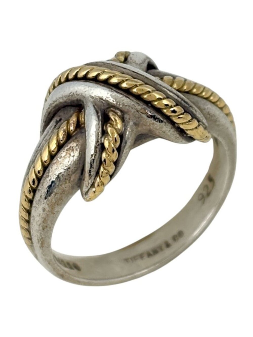 Tiffany & Co Ring Signature Cross 925 Sterling Silver Gold